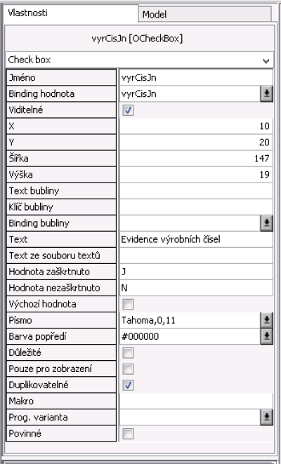Vlastnosti CheckBoxu