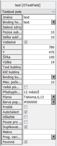 Vlastnosti prvního pole obsahující subřetězec