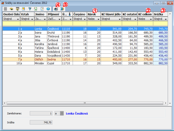 Srážky za stravování Srážky za stravování