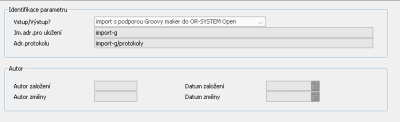 Parametry příchozích souborů